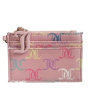 🆕 Juicy Couture JC Multicolor Pink Monogram Card Case Purse Insert Wallet